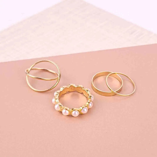 Pack of 4 Western Pearl Rings Combo