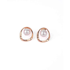 Golden Pearl Stud Earrings