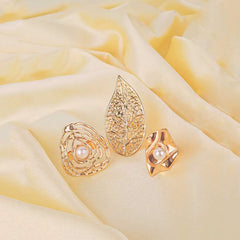Pack of 3 Golden Baroque Statement Rings Combo
