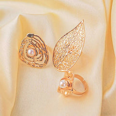 Pack of 3 Golden Baroque Statement Rings Combo