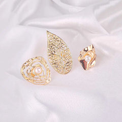 Pack of 3 Golden Baroque Statement Rings Combo
