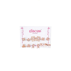 Set of 6 Golden Crystal Charm Studs