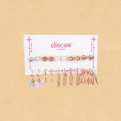 Pack Of 10 Golden Pearl Studs And Hoop Earrings Combo