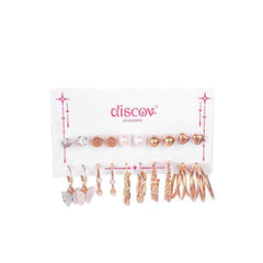 Pack Of 10 Golden Pearl Studs And Hoop Earrings Combo
