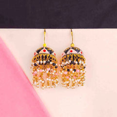 Meenakari Floral Petal Beaded Jhumka