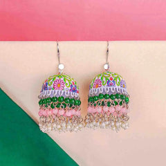 Meenakari Floral Spring Beaded Jhumka