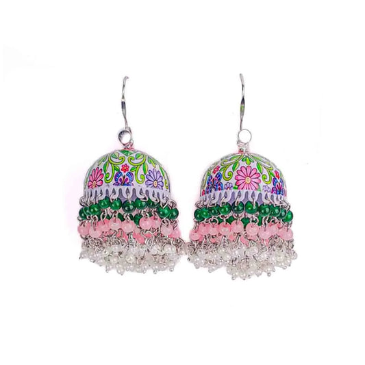 Meenakari Floral Spring Beaded Jhumka