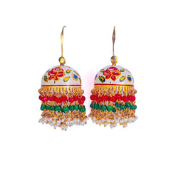 Meenakari Floral Beaded Jhumka