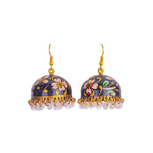 Meenakari Black Bell Jhumka