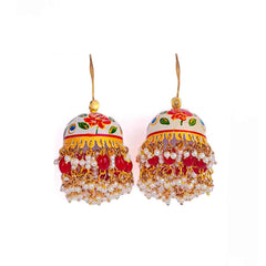 Floral Rose Meenakari  Beaded Jhumka
