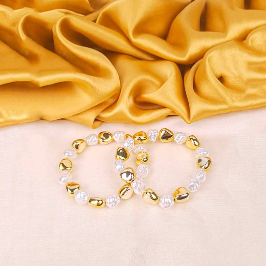 Pack Of 2 Golden Pearl Bracelet