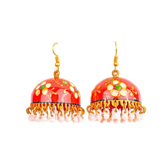 Floral Meenakari Bell Jhumka