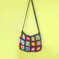 Vibrant Black Crochet Sling Bag