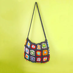 Vibrant Black Crochet Sling Bag