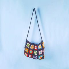 Vibrant Black Crochet Sling Bag