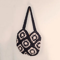 Ivory Noir Crochet Shoulder Bag