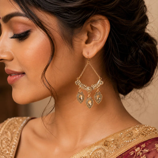 Intricate Antique Teardrop Dangle Earrings