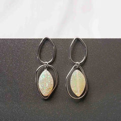Silver Iridiscent Resin Dangle Earrings