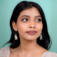 Silver Iridiscent Resin Dangle Earrings