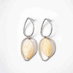 Silver Iridiscent Resin Dangle Earrings