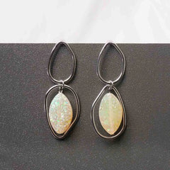 Silver Iridiscent Resin Dangle Earrings
