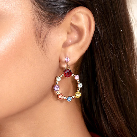 Radiant Colourful Gemstone Drop Earrings