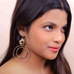 Golden Chic Layered Round Circular Dangle Earrings