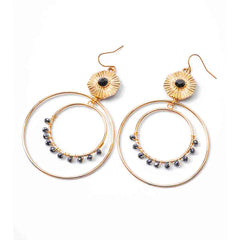 Golden Chic Layered Round Circular Dangle Earrings
