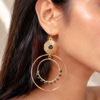 Golden Chic Layered Round Circular Dangle Earrings