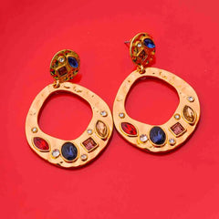Electric Hammered Gem Drop Earrings