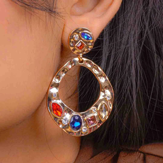 Electric Hammered Gem Drop Earrings