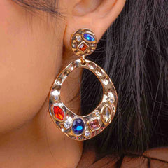 Electric Hammered Gem Drop Earrings