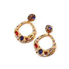 Electric Hammered Gem Drop Earrings
