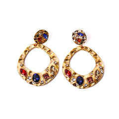Electric Hammered Gem Drop Earrings
