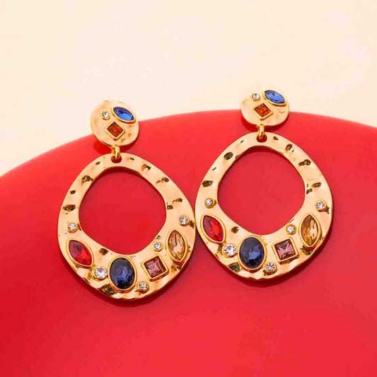 Electric Hammered Gem Drop Earrings