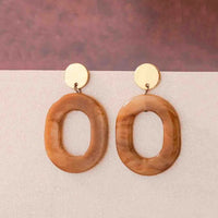 Golden Top Oval Resin Drop Earrings