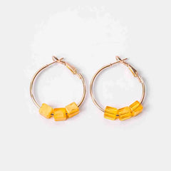 Circular Beaded Square Hoop Earrings