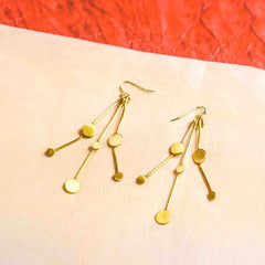 Unique Brass Dotted Circular Drop Earrings