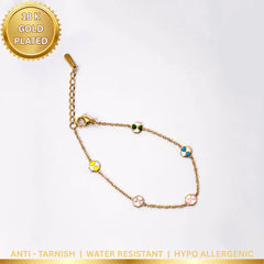 Delicate Floral Chain Bracelet - 18K Gold Plated