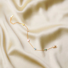 Delicate Floral Chain Bracelet - 18K Gold Plated