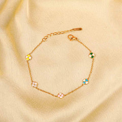 Delicate Floral Chain Bracelet - 18K Gold Plated