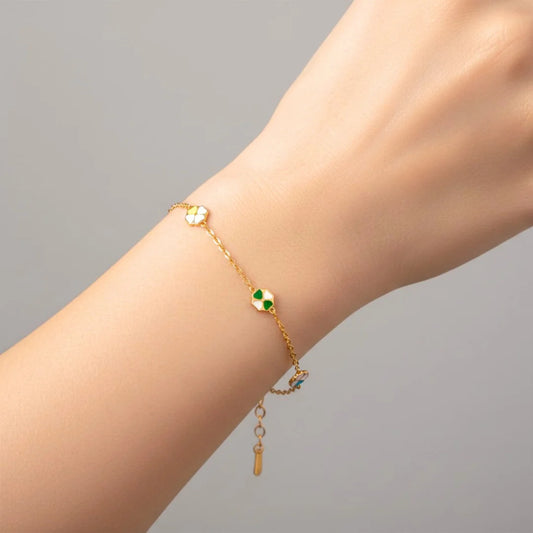 Delicate Floral Chain Bracelet - 18K Gold Plated