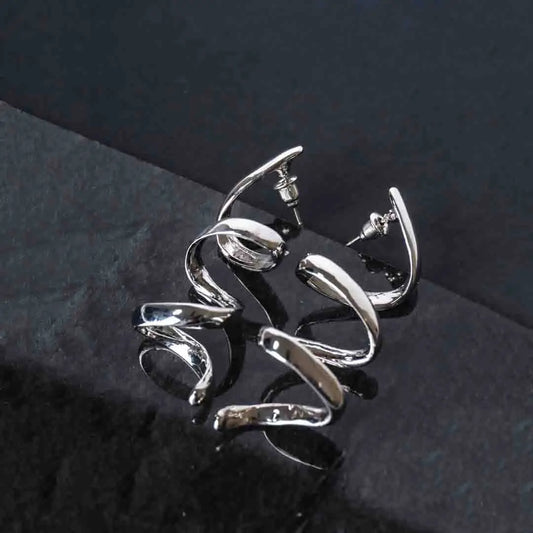 Electric Silver Spiral Drop Earrings