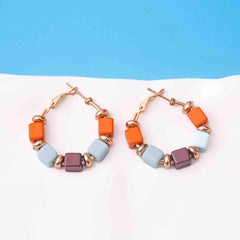 Circular Square Beaded Hoop Earrings