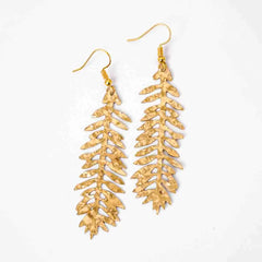 Textured Leaf Dangle Earrings