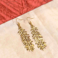 Textured Leaf Dangle Earrings