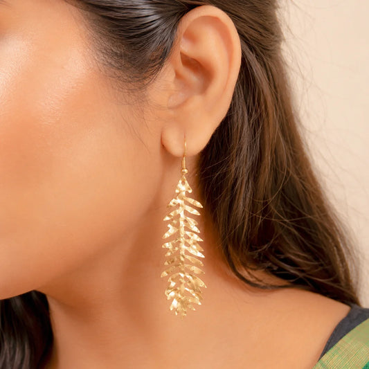 Textured Leaf Dangle Earrings