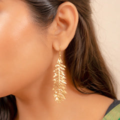 Textured Leaf Dangle Earrings