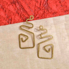 Brass Geometric Spiral Drop Earrings