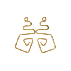 Brass Geometric Spiral Drop Earrings